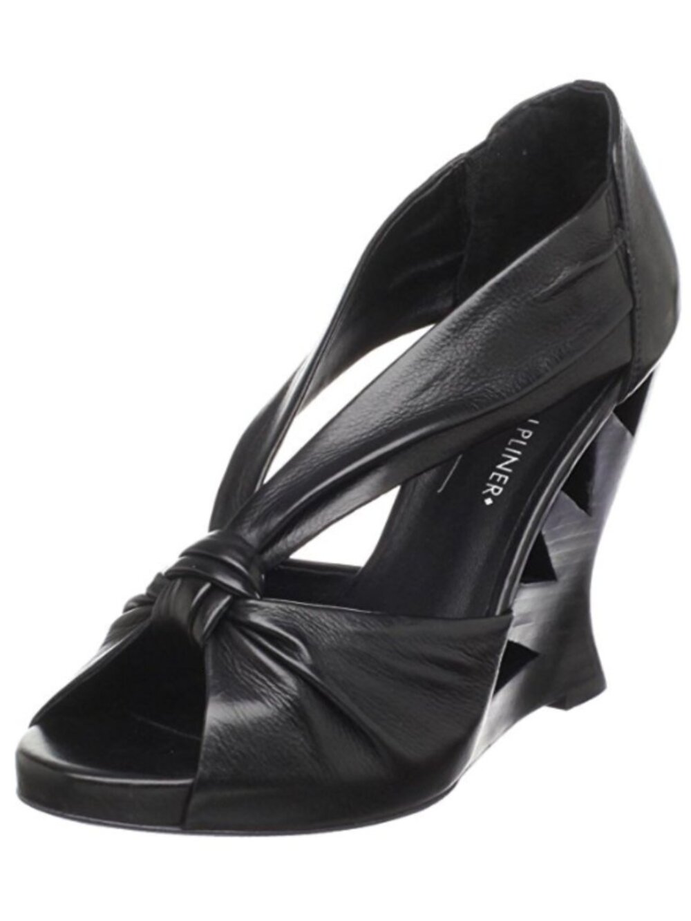 NEW Donald J Pliner Becca Sandals in Black Nappa Leather Wedges Heels